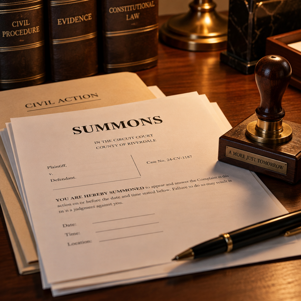 Legal documents prepared for service